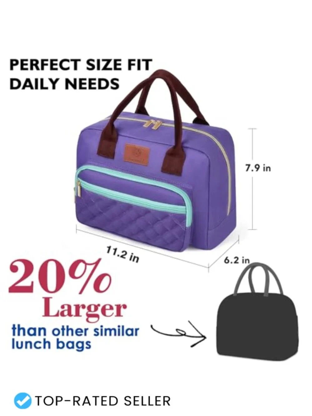 Insulated Lunch Bag, Leakproof Quilted Thermal Tote, 14L Large Capacity Cooler
